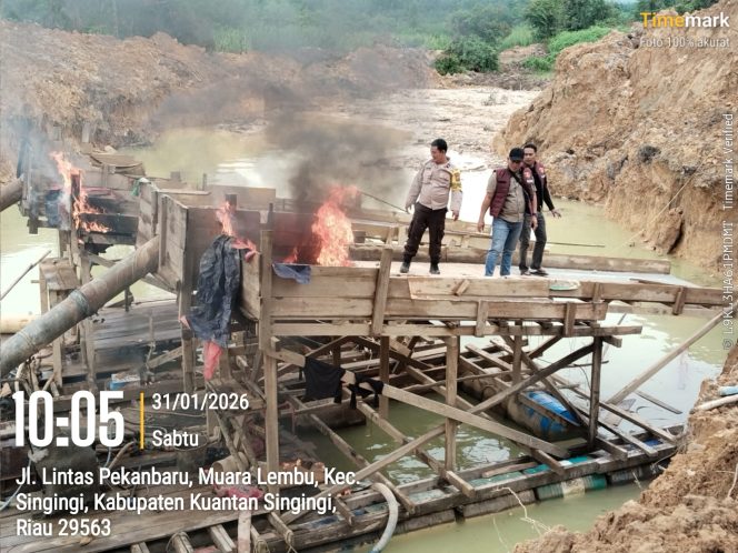 
					Peroleh Informasi Dari Akun Tiktok, Polsek Singingi Gerak Cepat Tindak PETI di Muara Lembu