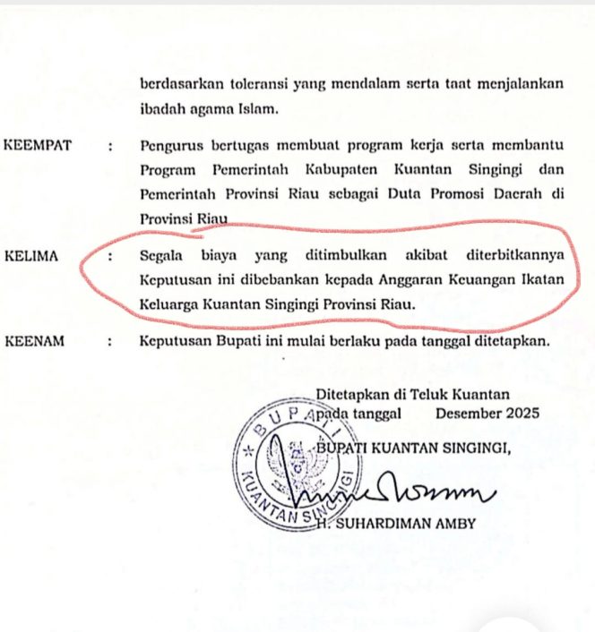 
					Pelantikan Berjalan Sukses, Biaya Dibebankan ke Anggaran Organisasi, Keputusan Bupati Kuansing Sorot Peran IKKS Riau