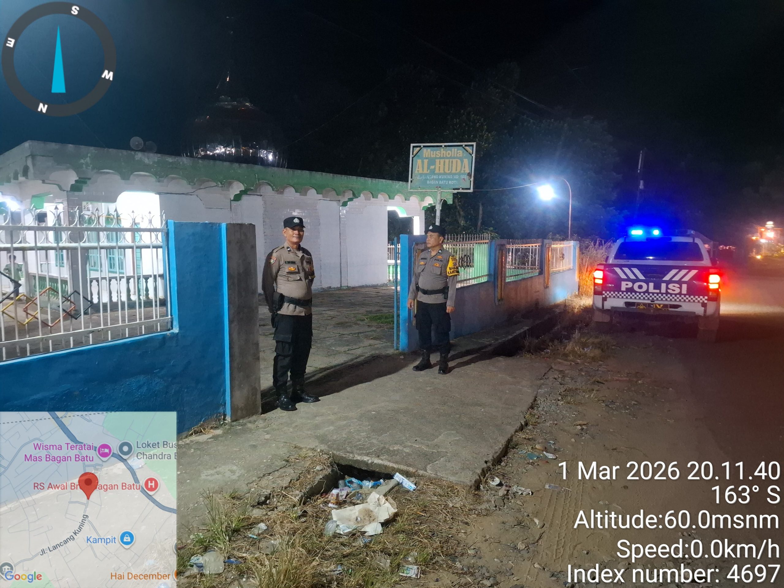 Polsek Bagan Sinembah Laksanakan Pengamanan Sholat Tarawih, Situasi Berjalan Aman dan Kondusif
