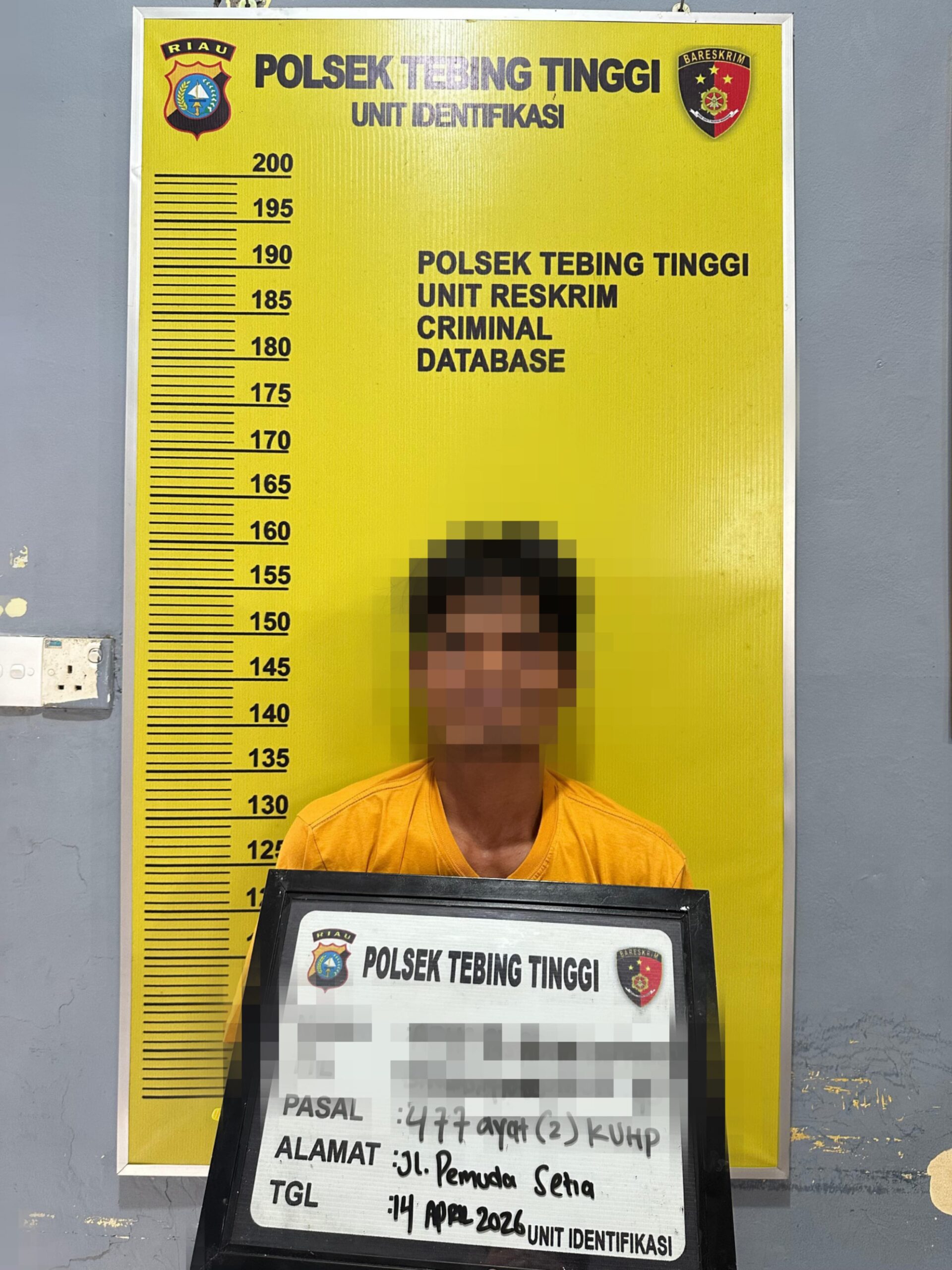Reskrim Polsek Tebing Tinggi Amankan Pelaku Pencurian Ruko di Jalan Tanjung Harapan