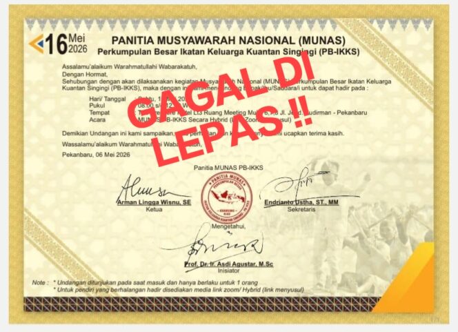 
					Ditipu Arman Lingga Mentah-Mentah, Munas Pembentukan PB IKKS Gagal Digelar di Hotel Primer Pekanbaru