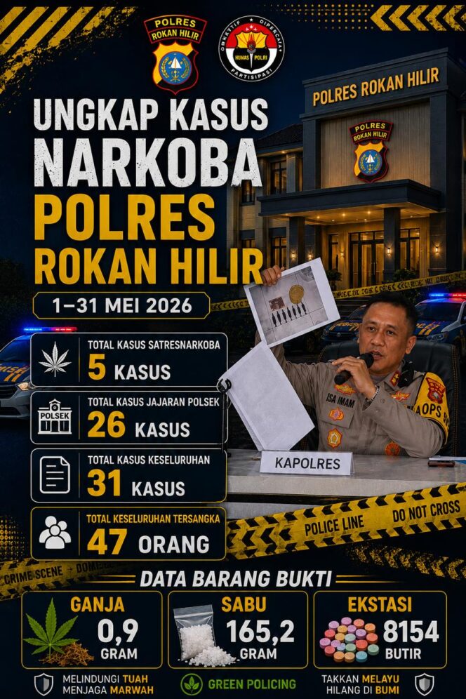 
					Ungkap 31 Kasus Narkoba Selama Mei 2026, Kapolres: Komitmen Selamatkan Generasi Bangsa dari Bahaya Narkotika