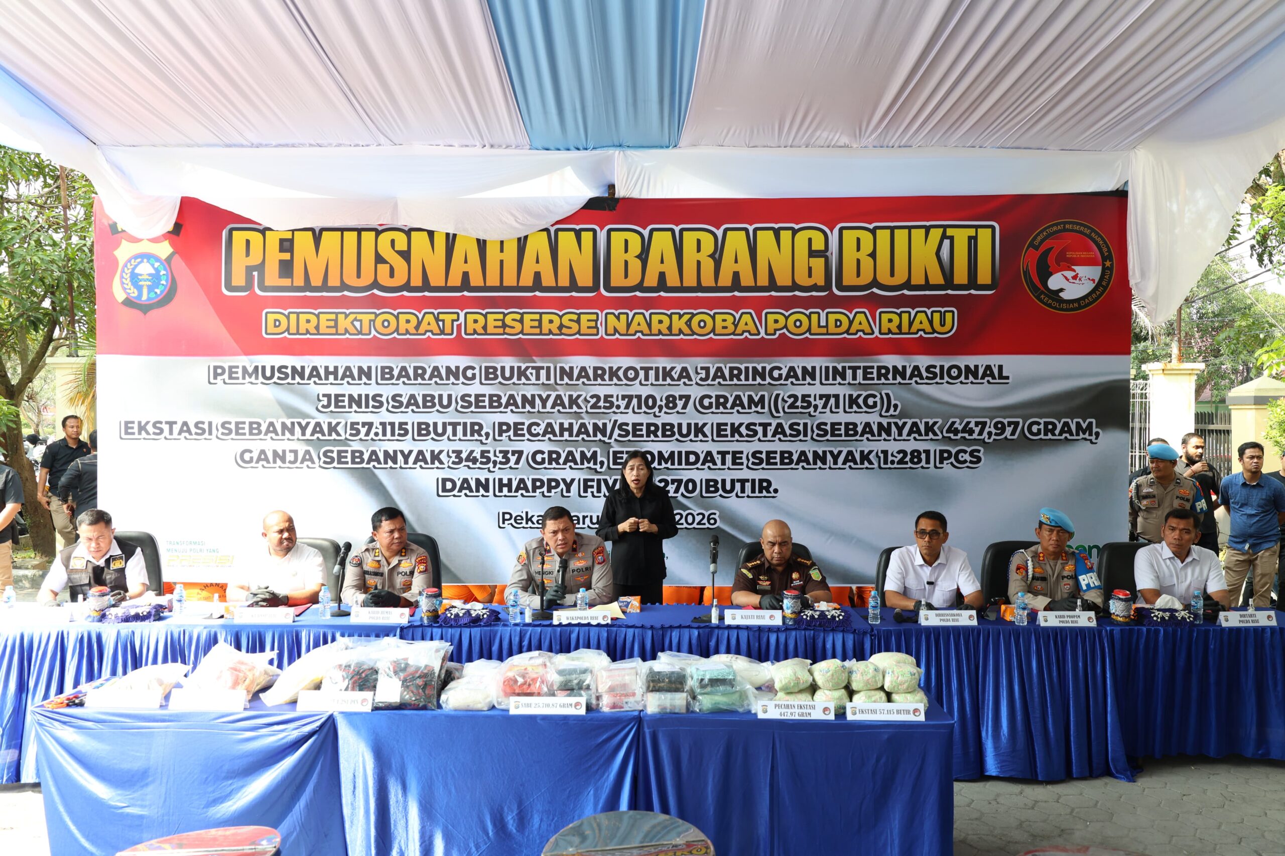 Musnahkan Narkoba Rp 69,7 Miliar, Polda Riau Gagalkan Jaringan Internasional Selamatkan Sejuta Jiwa