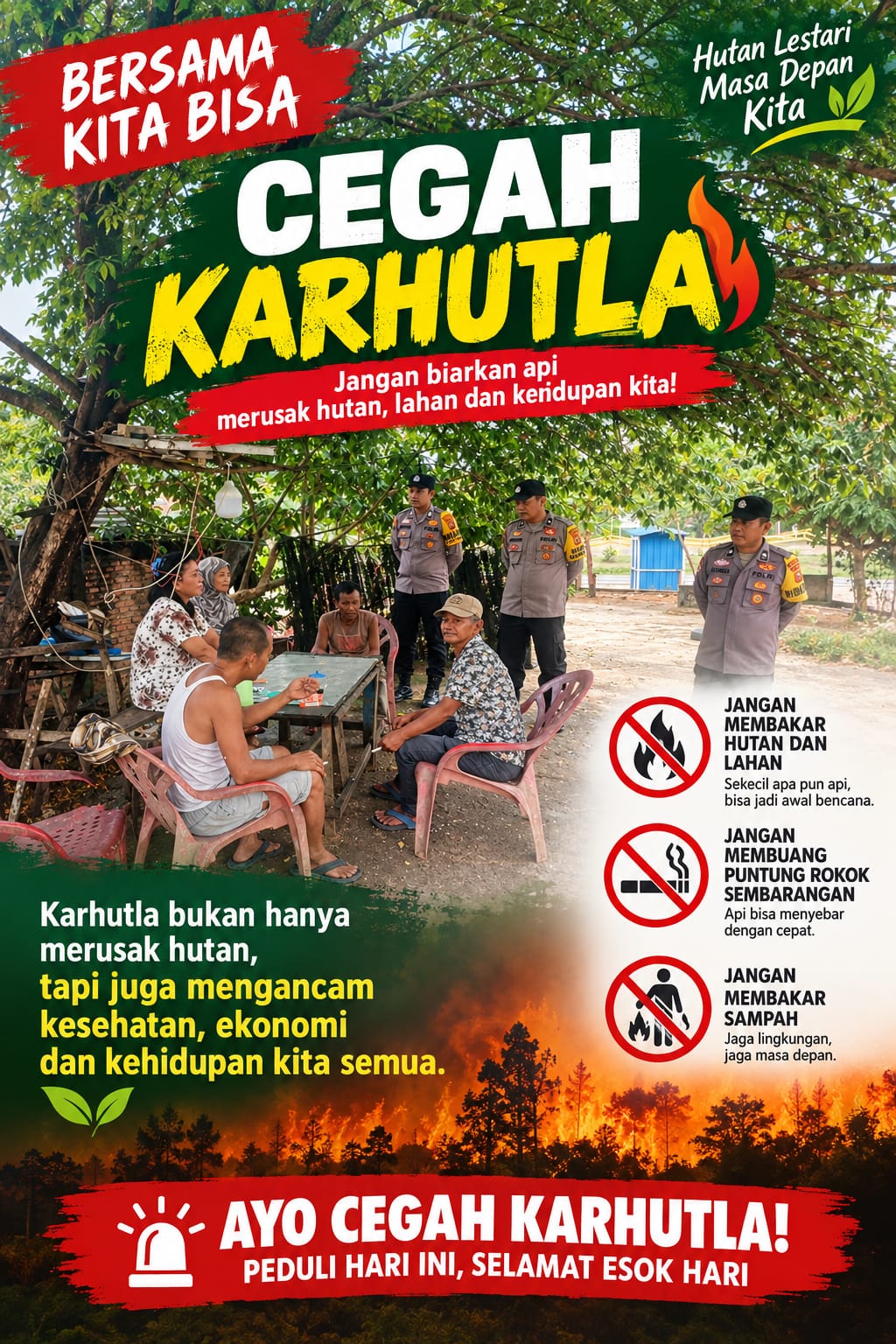 Gencarkan Himbauan Karhutla, Polsek Bagan Sinembah lngatkan Warga Bahaya Membuka Lahan dengan Membakar