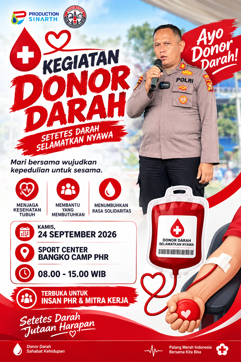 Polsek Bangko Pusako Ikuti Donor Darah Fuel for Humanity PHR